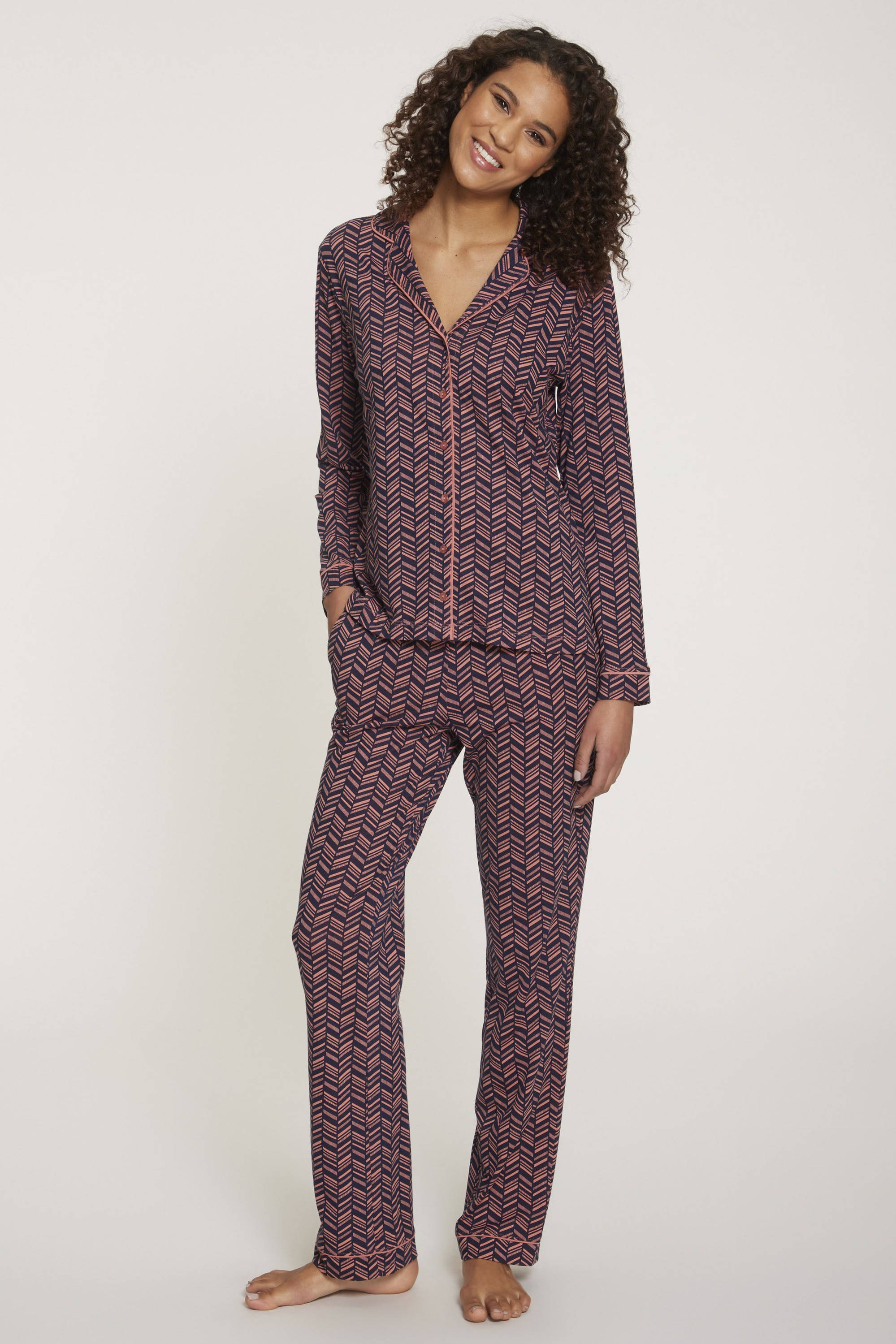 Vivance Dreams pyjama donkerblauw/roze