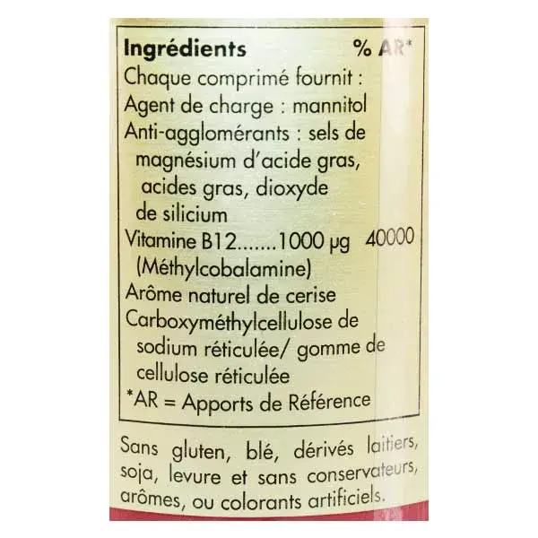 Solgar Metilcobalamina Vitamina B12 1000µg 30 comprimidos mastigáveis