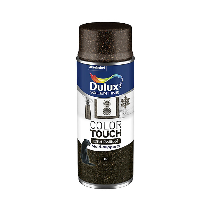 Peinture aérosol Color Touch multi supports Dulux Valentine effet pailleté or 400ml