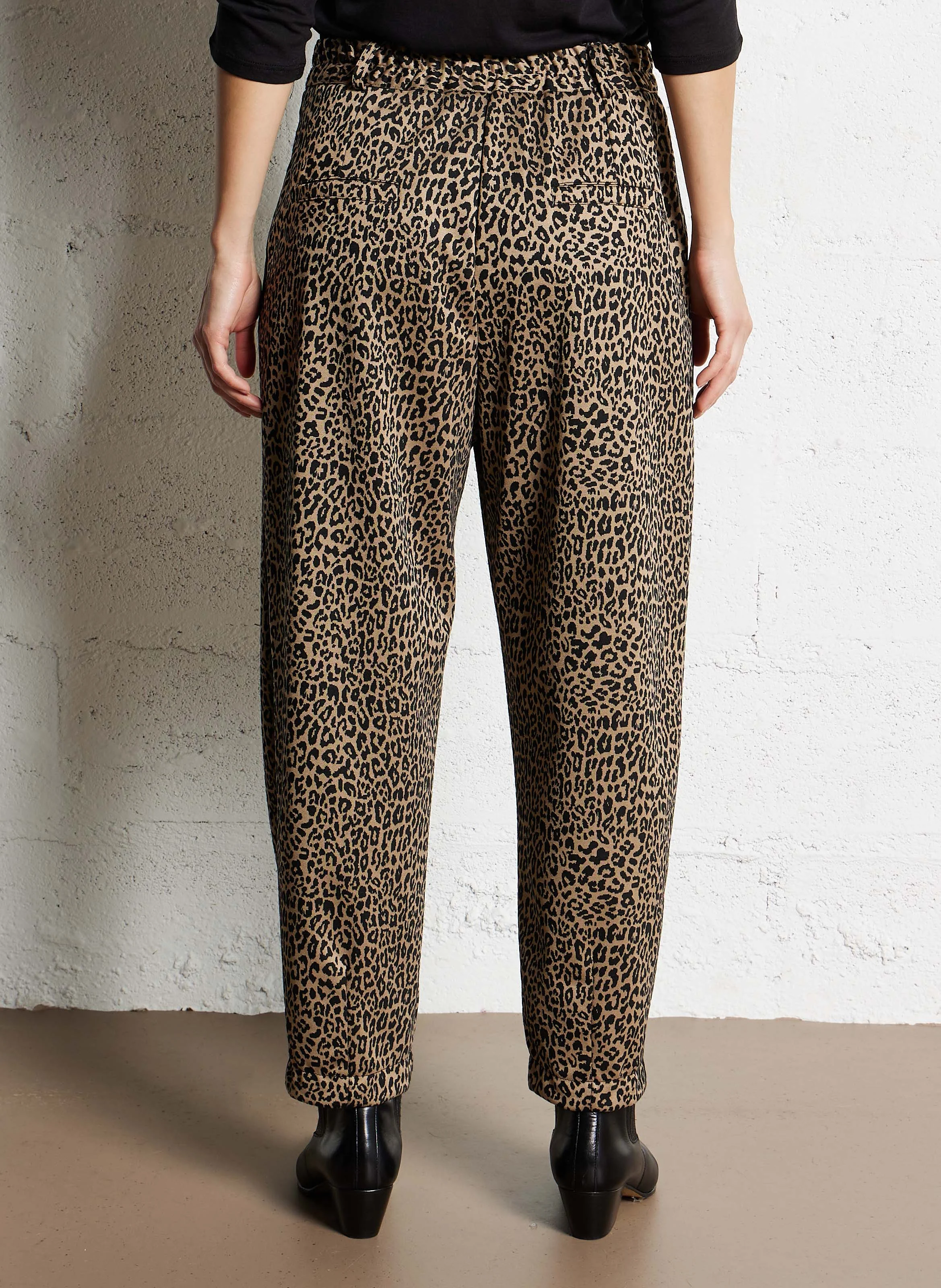 Pantalon droit jacquard| Beige