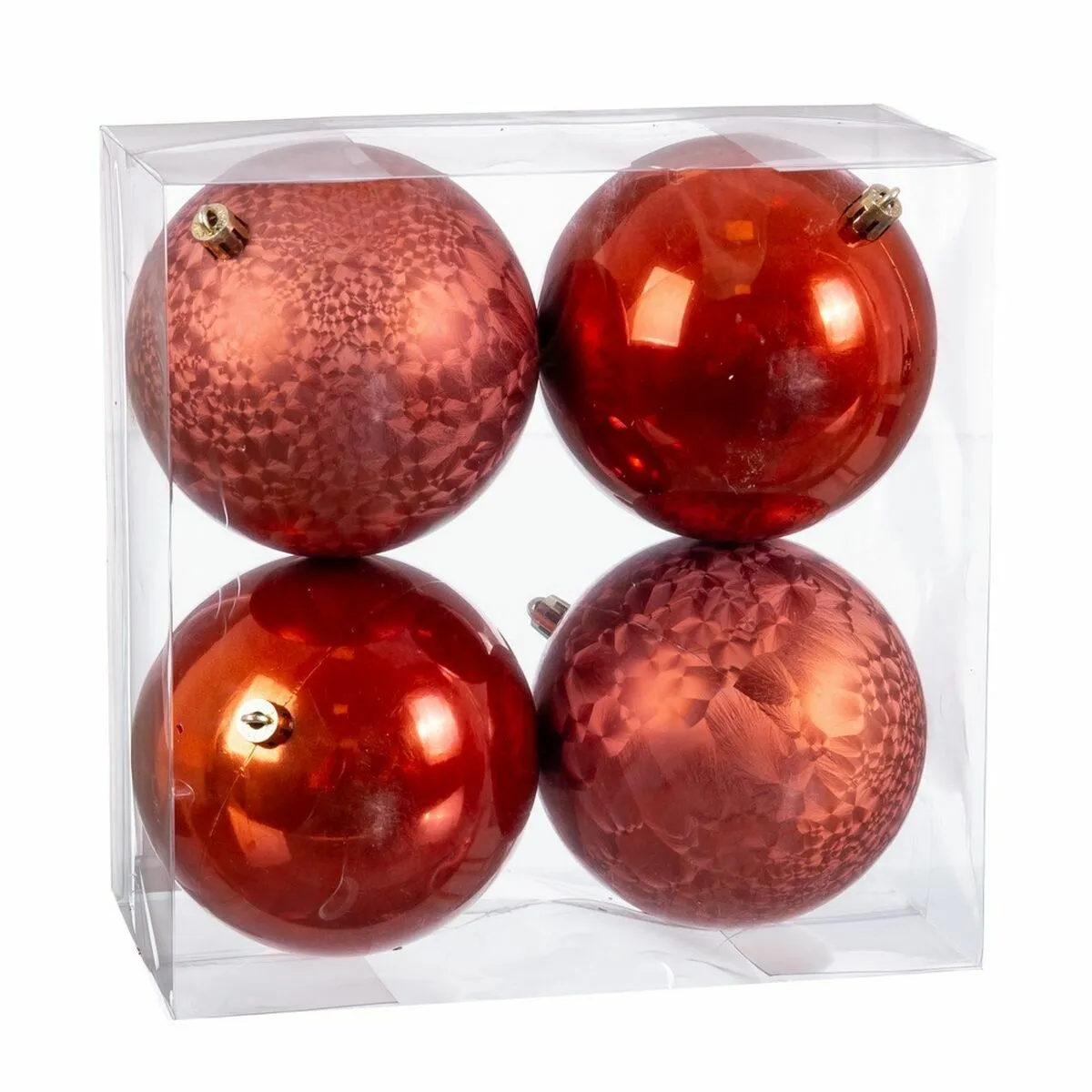 BigBuy Christmas Boules de Noël Cuivre Plastique 10 cm (4 Unités)