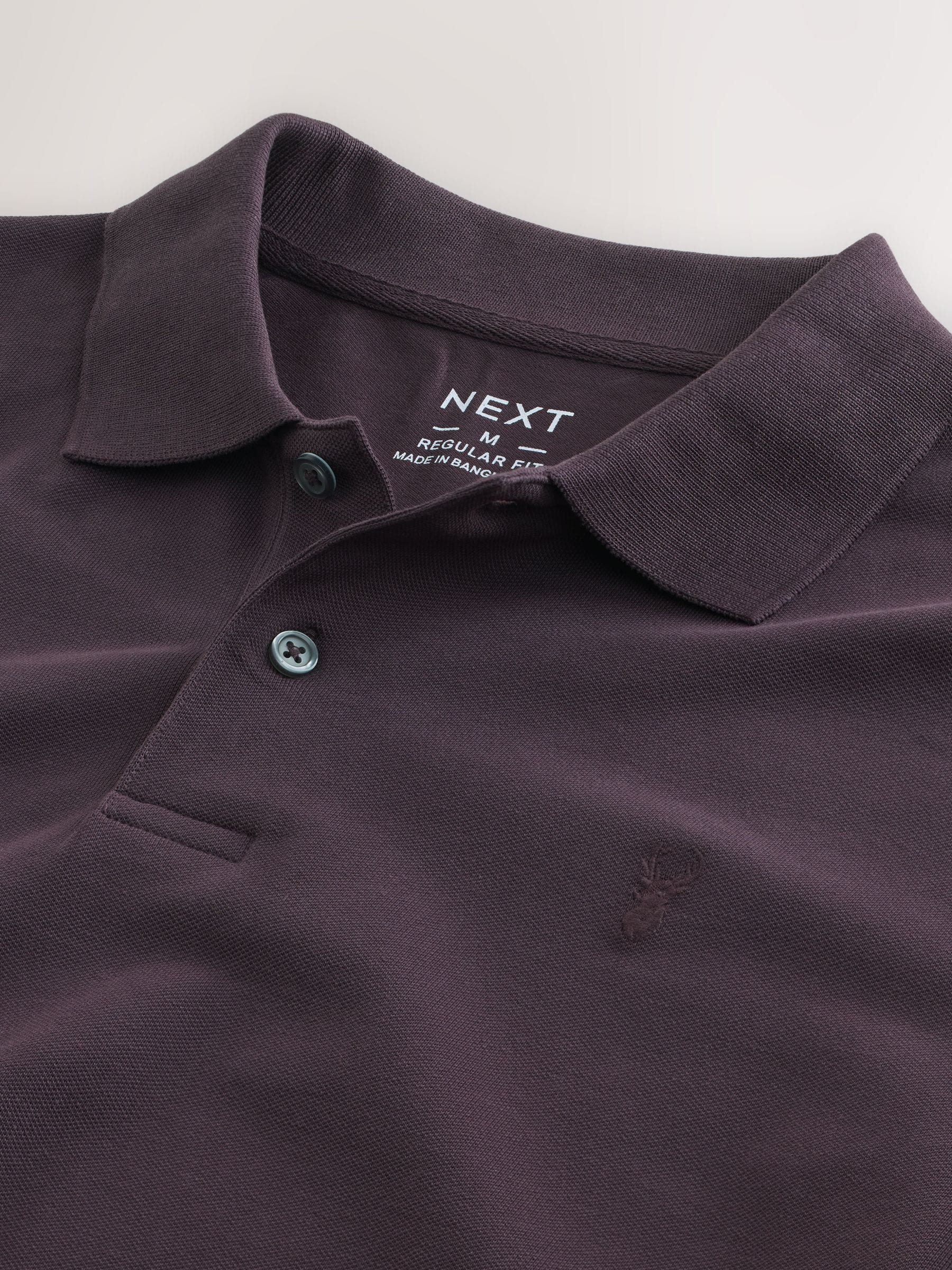 Donkerpaars - Normale Pasvorm - Long-Sleeve Pique Polo Shirt
