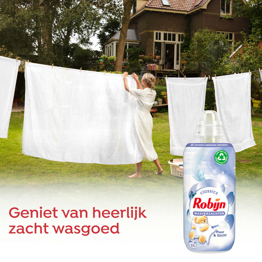 8x Robijn Wasverzachter Puur & Zacht 33 Wasbeurten825 ml