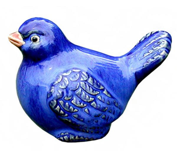 Dehner Keramik-Vogel, blau glasiert, 11 x 6 x