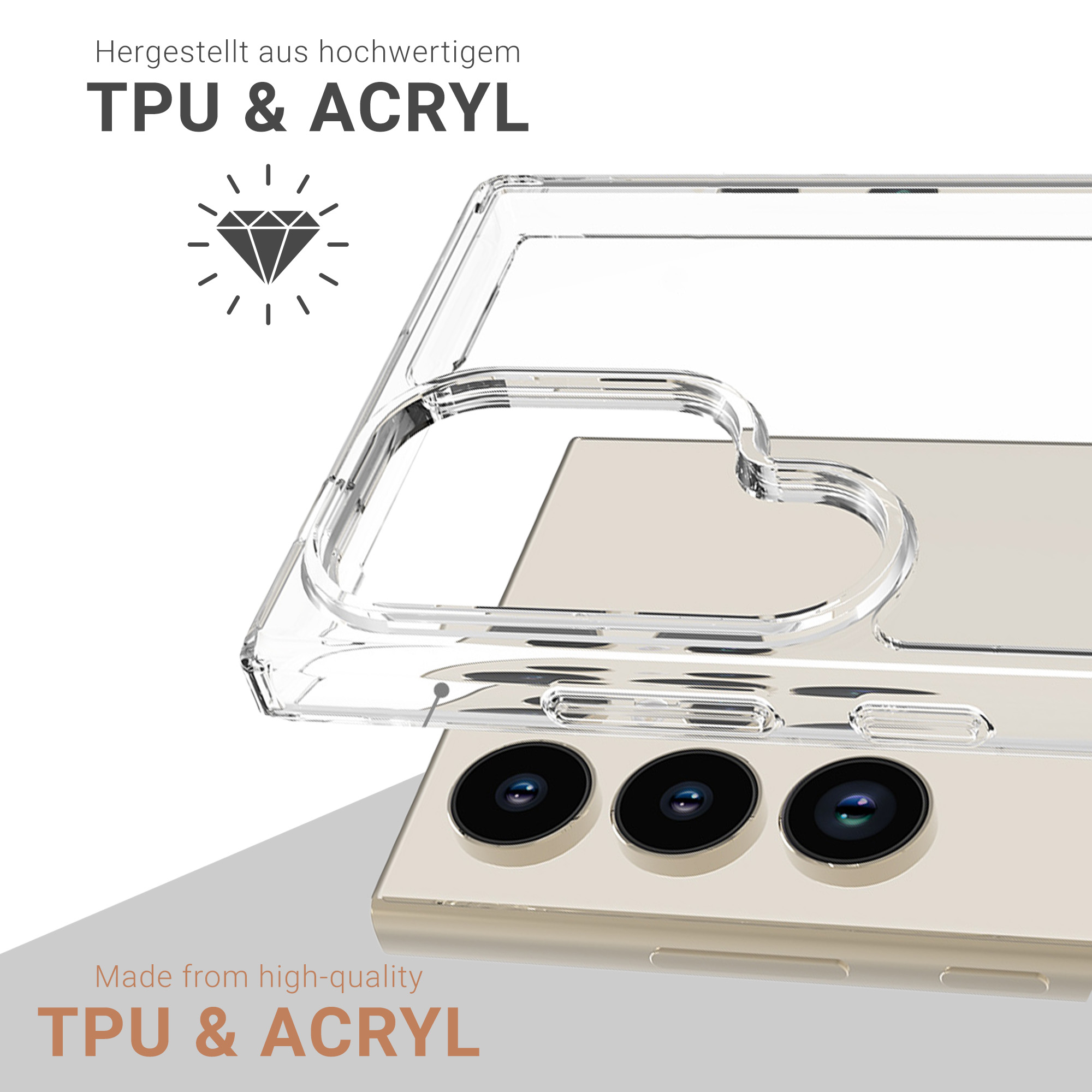Samsung Galaxy S24 Ultra Hybrid Hülle TPU Bumper   Acryl Rückseite Pankow (11050) - Transparent