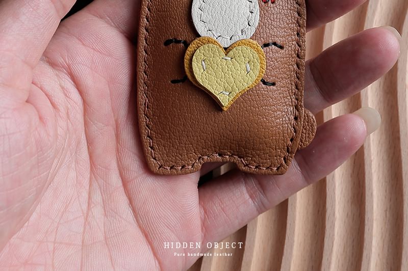 Masoom - Sleutelhanger met tashanger van echt leer in de vorm van een beer / DIY-kit (verschillende ontwerpen)