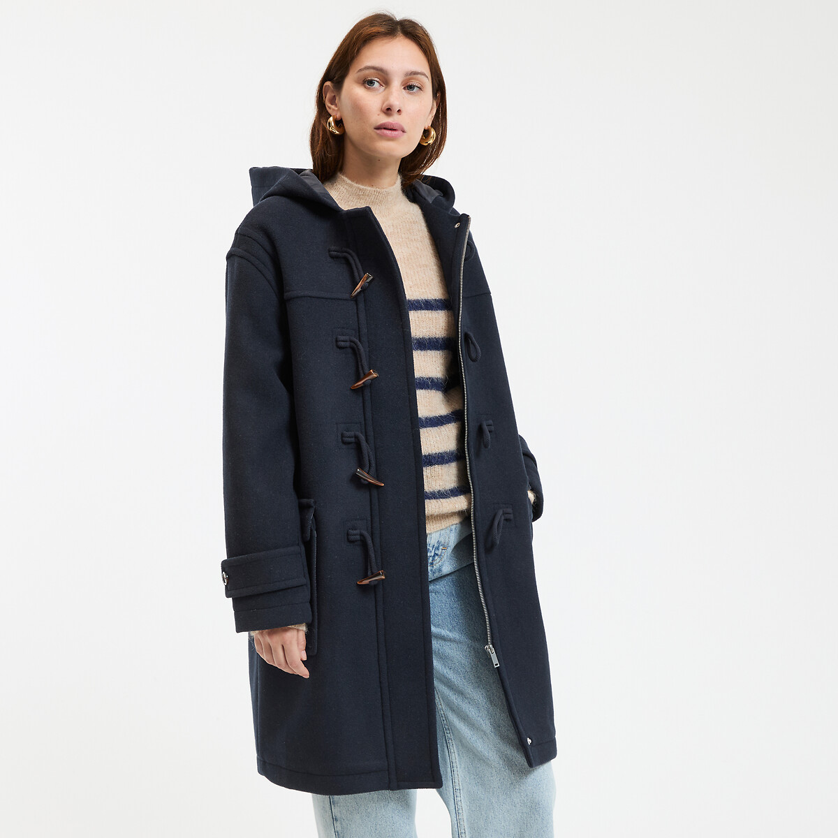COLEÇÕES LA REDOUTE<br>Casaco de comprimento médio estilo duffel com capuz