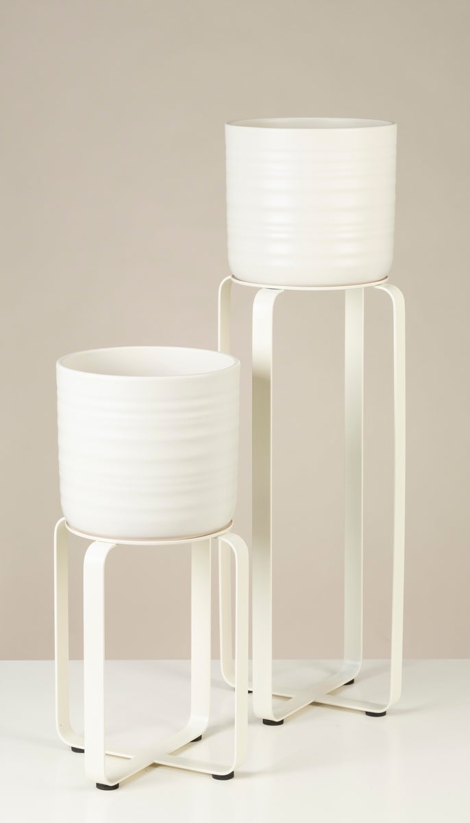 Scheurich Avignon 51, plantenstandaard/bloemenstandaard/bloempotstandaard/sokkel van metaal, kleur: Wit Mat, 23,3 cm diameter, 51,4 cm hoog, 14,9 l inhoud.