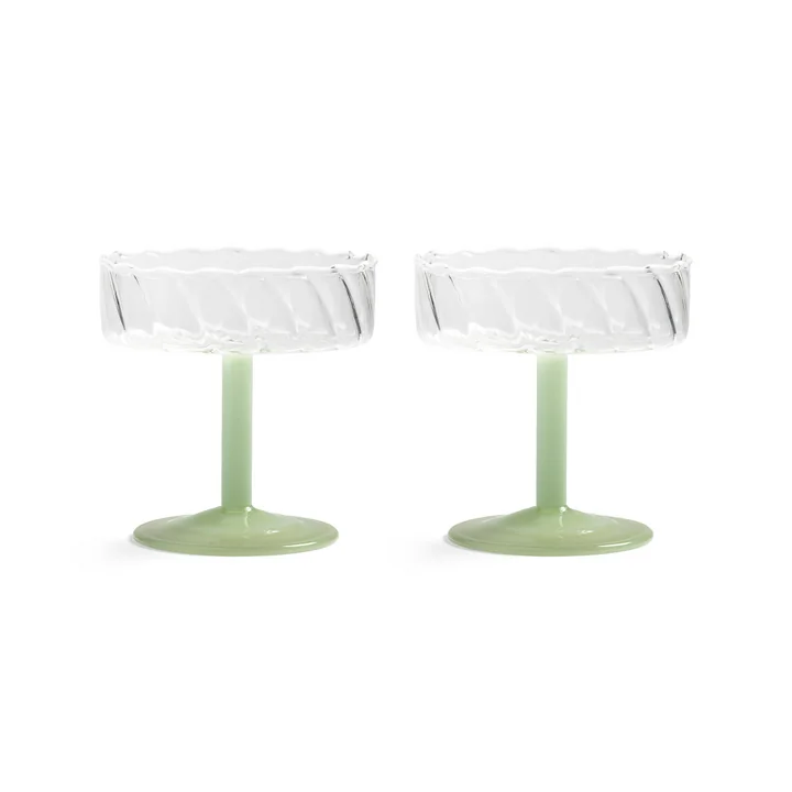 &klevering - Coupe Twirl Champagnerglas, grün (2er-Set)