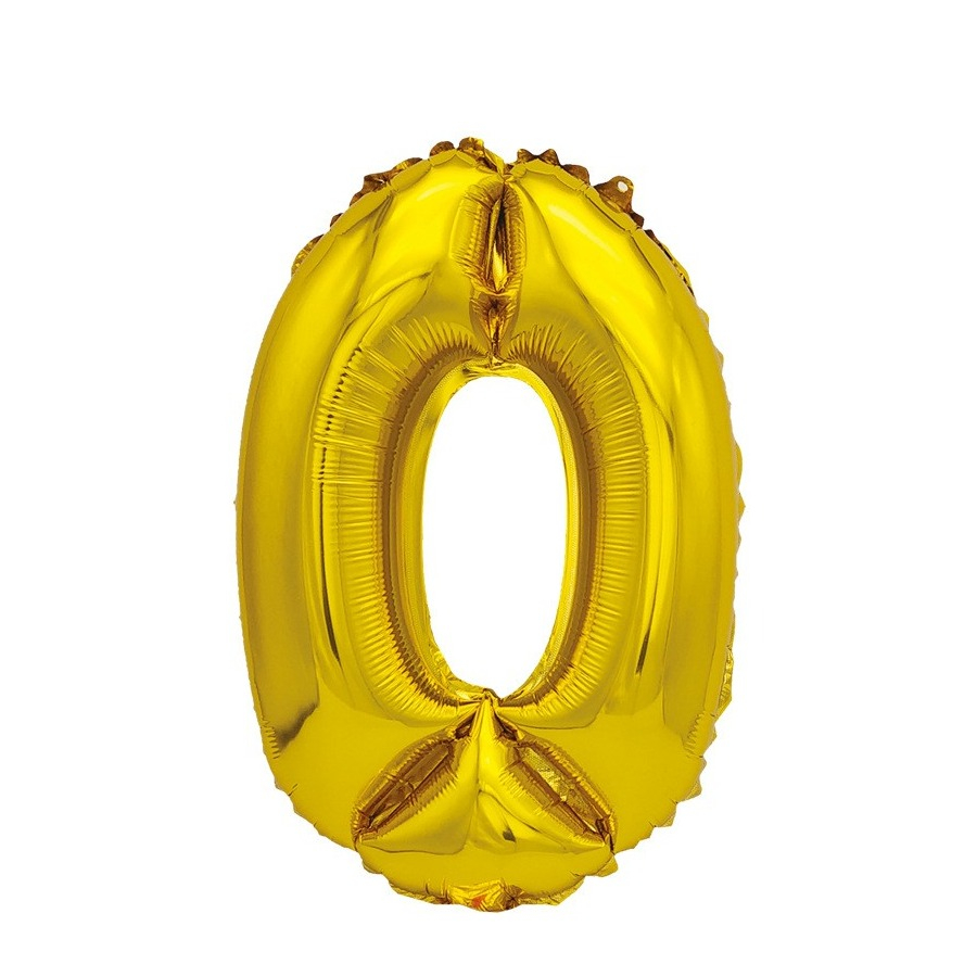 (101cm) Zahlen Ballon Geburtstags Party Luftballon Folienballon - Zahl 0 / Gold