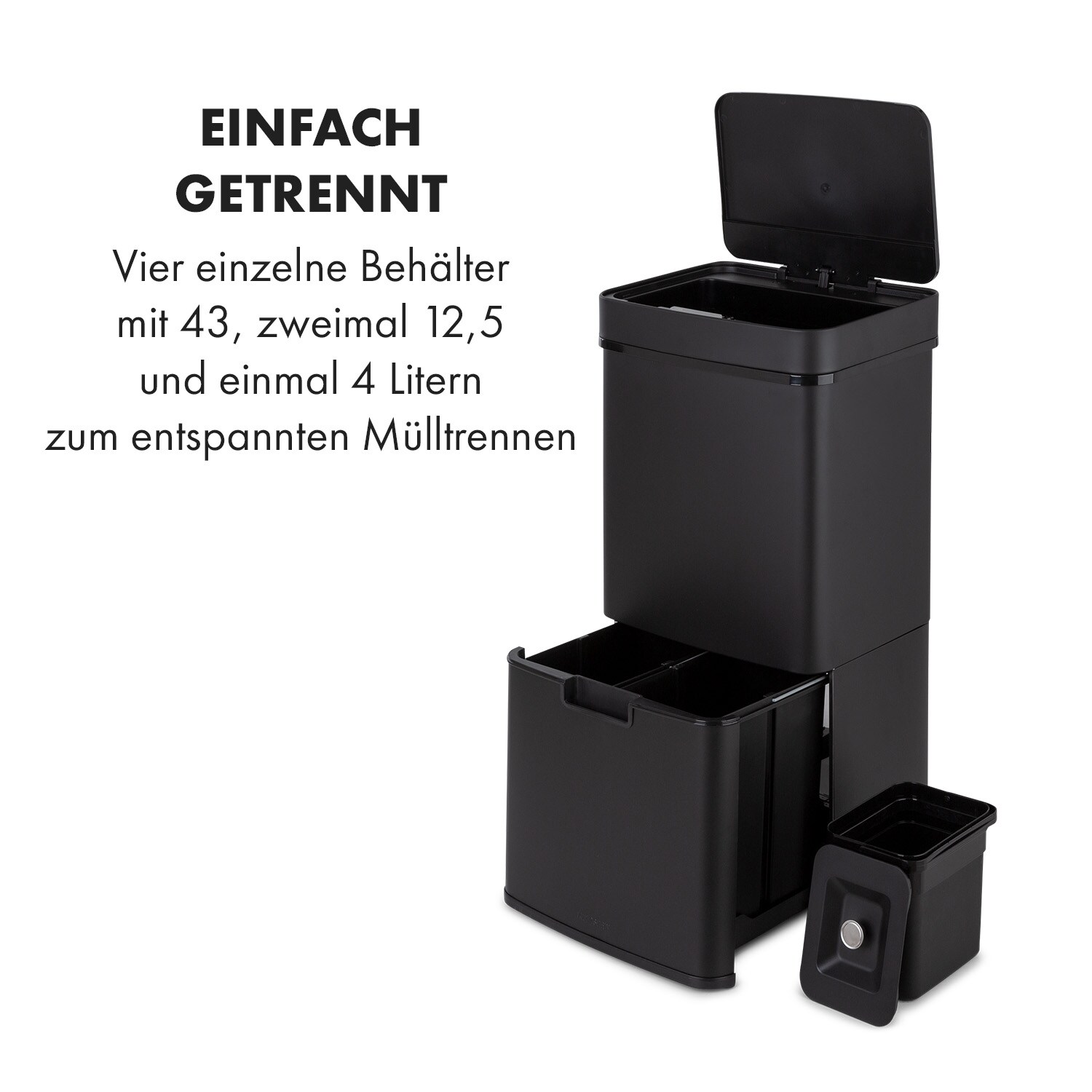 Royal Trash Matte Black Sensor-Mülleimer 72 Liter Edelstahl