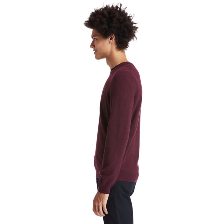Suéter Cohas Brook de gola redonda para homem na cor bordô.