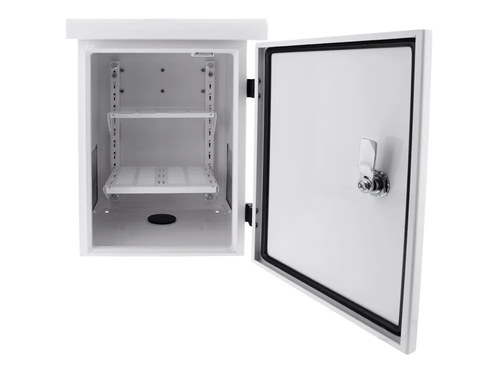 DELTACO - Kabinet - kompakt - låsbar, IP55 - pælmonterbar, vægmonterbar - hvid - 6U