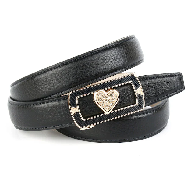 Anthoni Crown Ledergürtel mit aufwendiger Schmuck-Schliesse, Herz, Glitzersteine