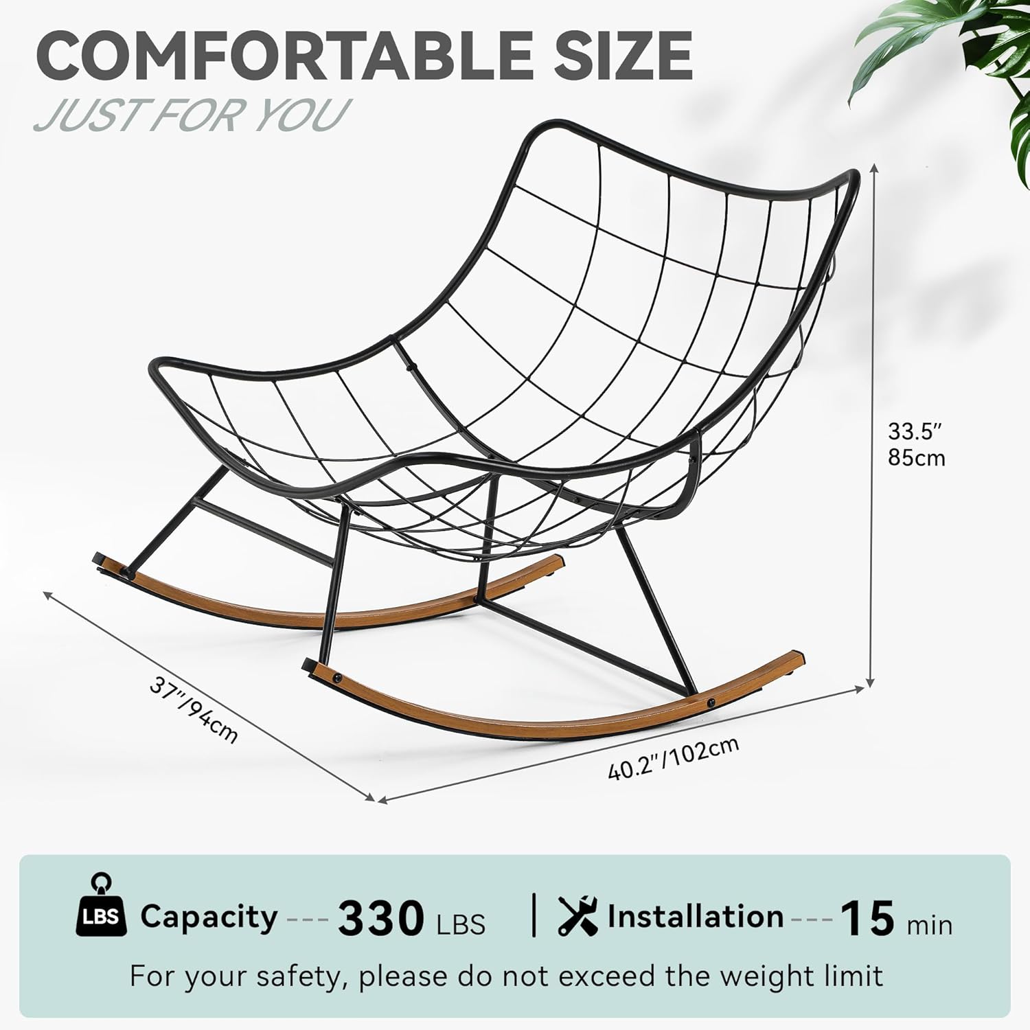 YITAHOME Übergroßer Schaukelstuhl, Breiter Schaukelstuhl mit Extra Dicker Sitzauflage, Bequemer Lounge Sessel für Innen- und Außenbereich, Wohnzimmer, Terrasse, Garten, Veranda (Beige)