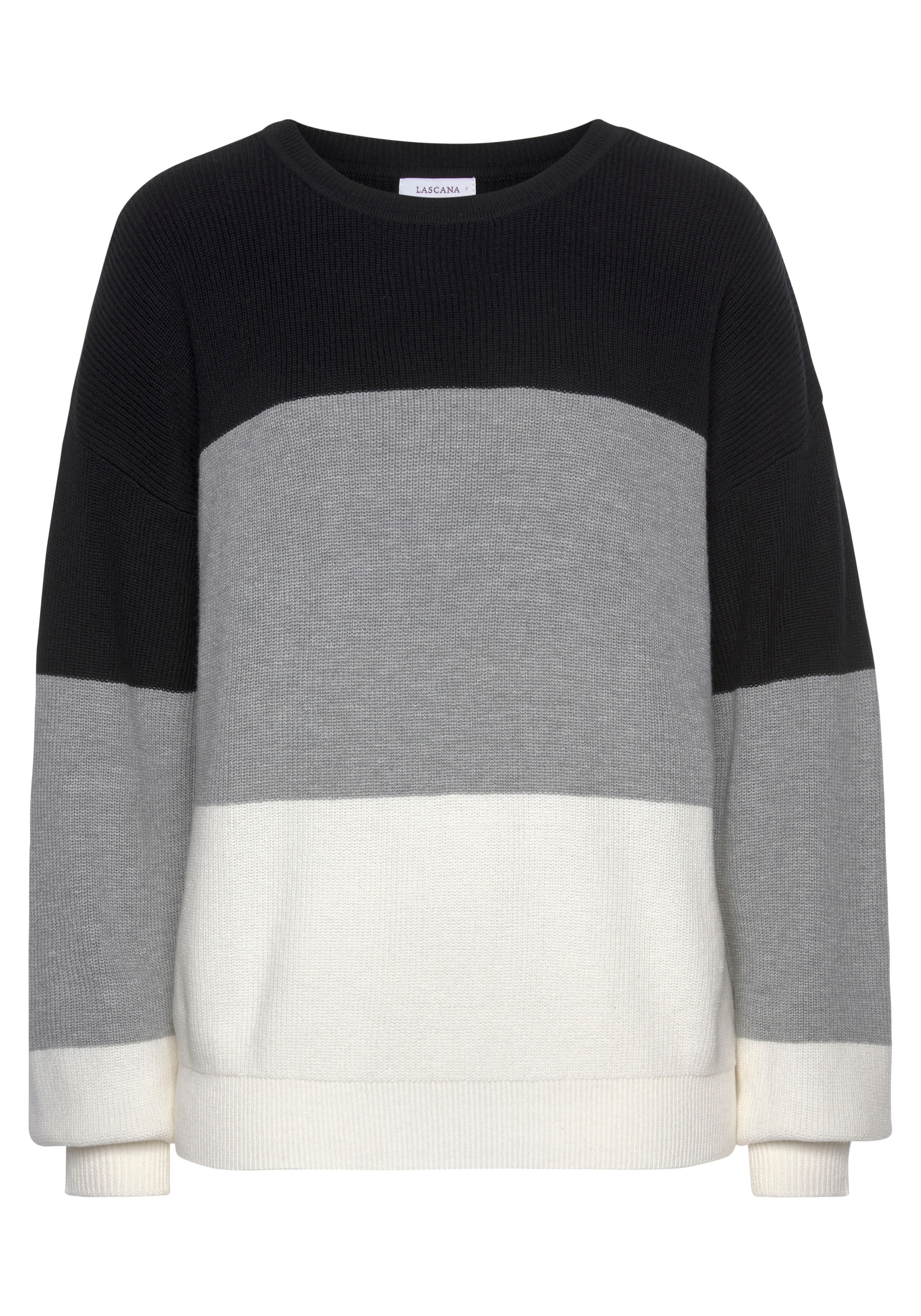 LASCANA Strickpullover , mit Colorblock-Streifen, Damenpullover aus Baumwoll-Mix