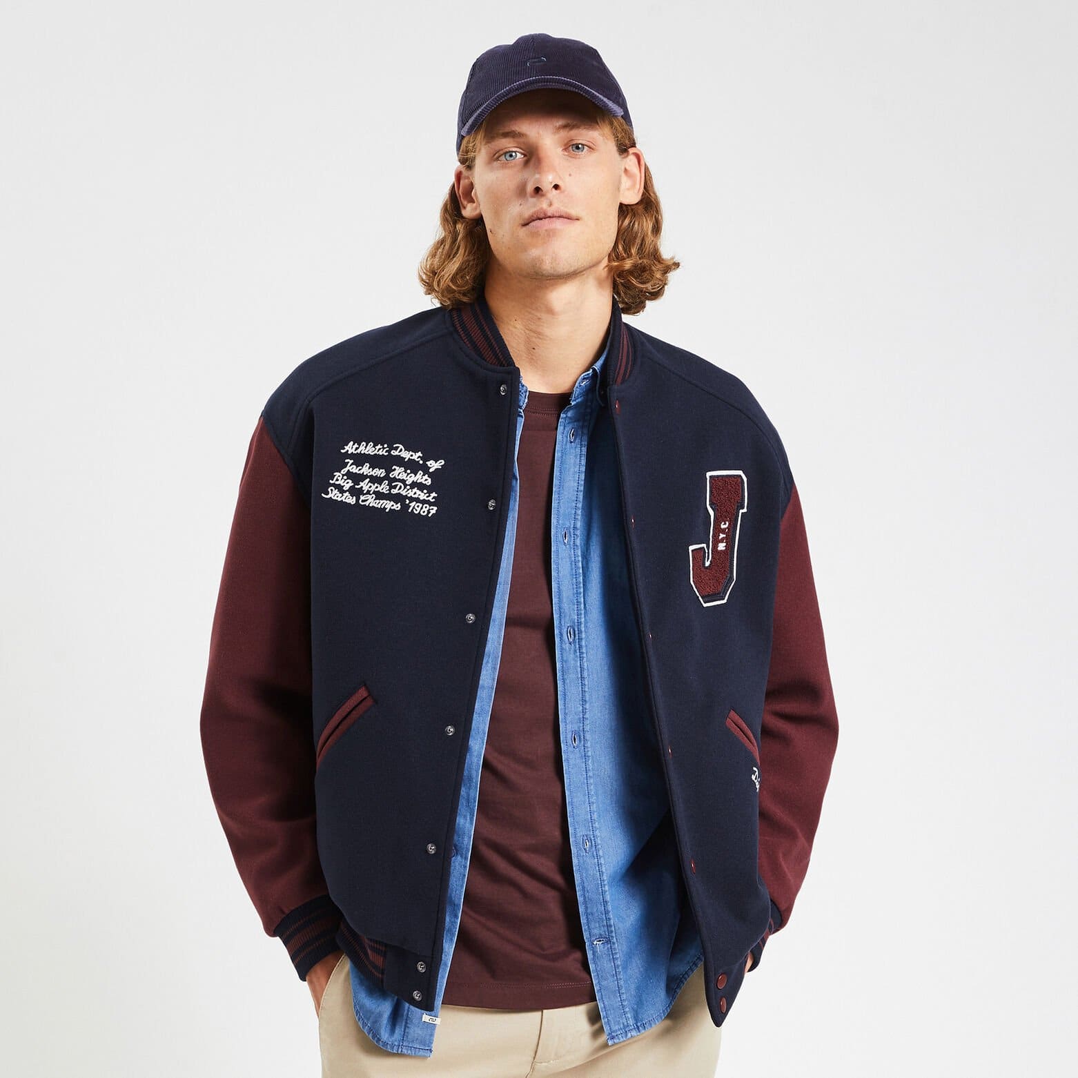 Blouson collège colorblock Bleu foncé