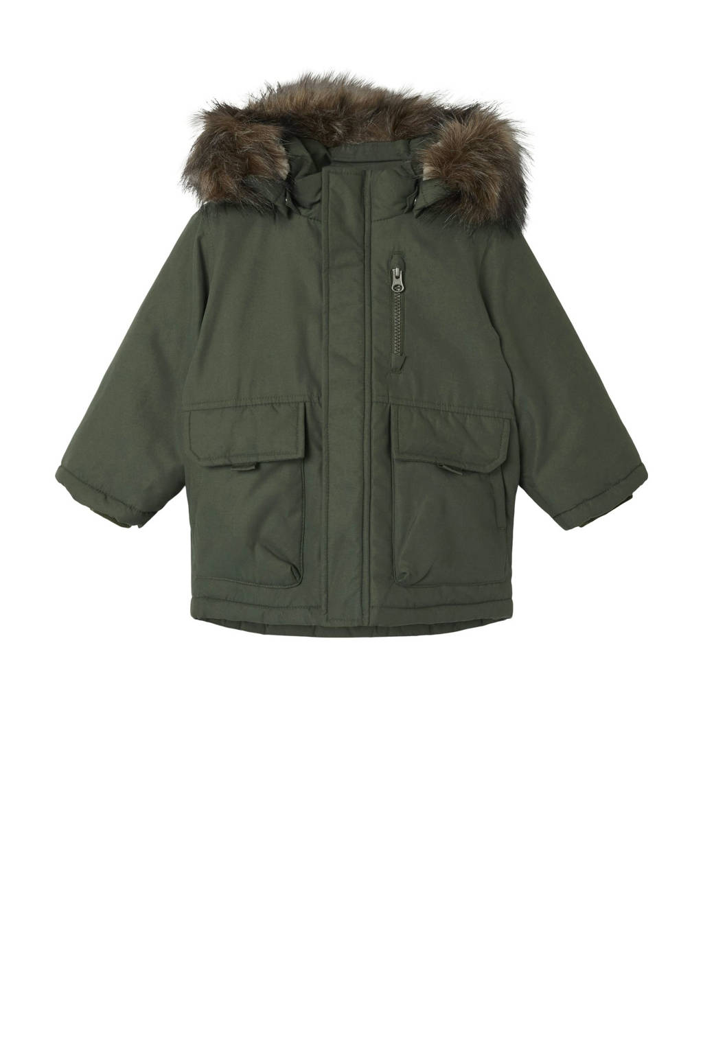 NAME IT gewatteerde winterjas NMMMASTER groen