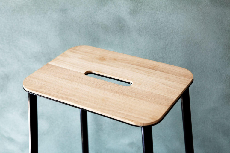 Frama Adam barkruk H76 naturel leer/staal
