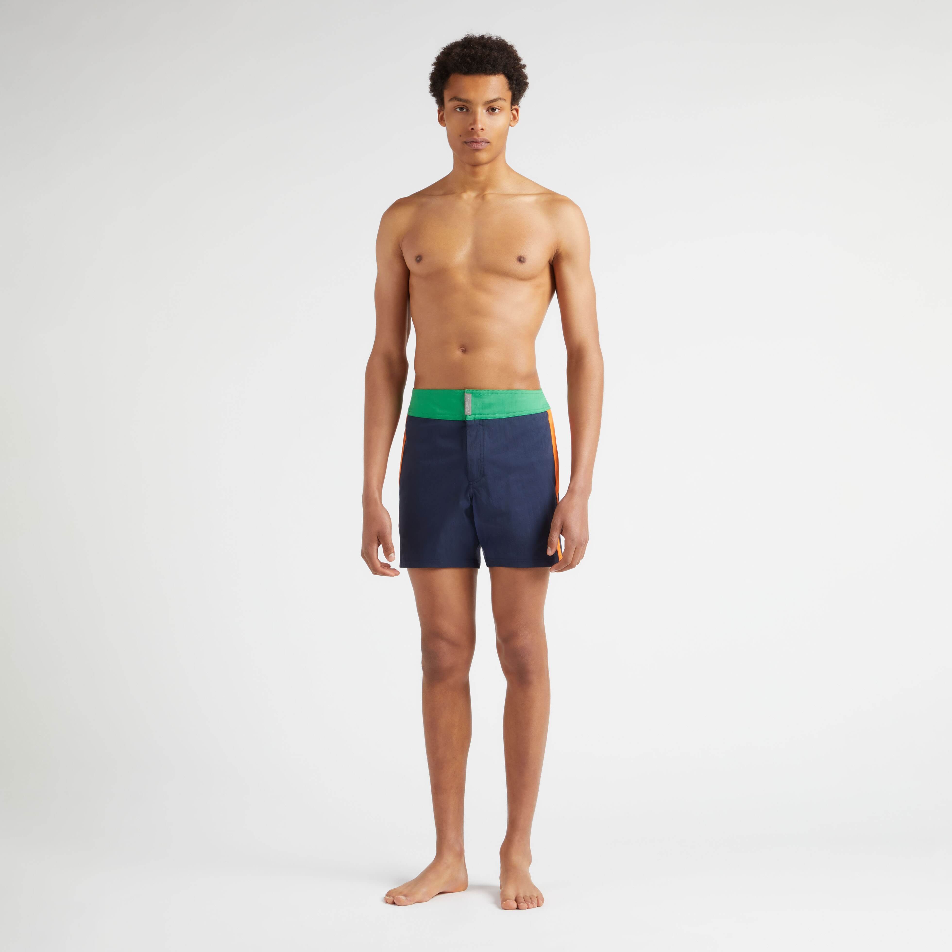 Maillot de bain Court Stretch Ceinture Plate Homme Color Block