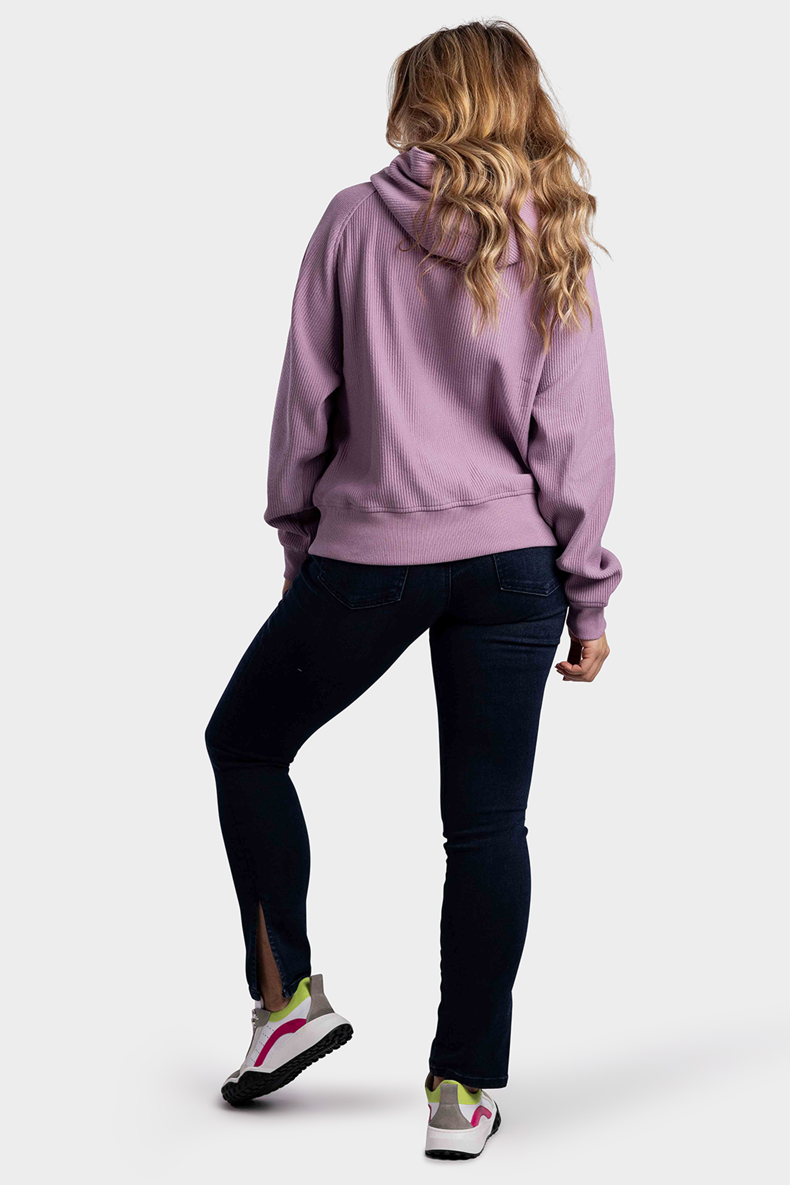 Off The Pitch Script Rib Hoodie Dames Roze