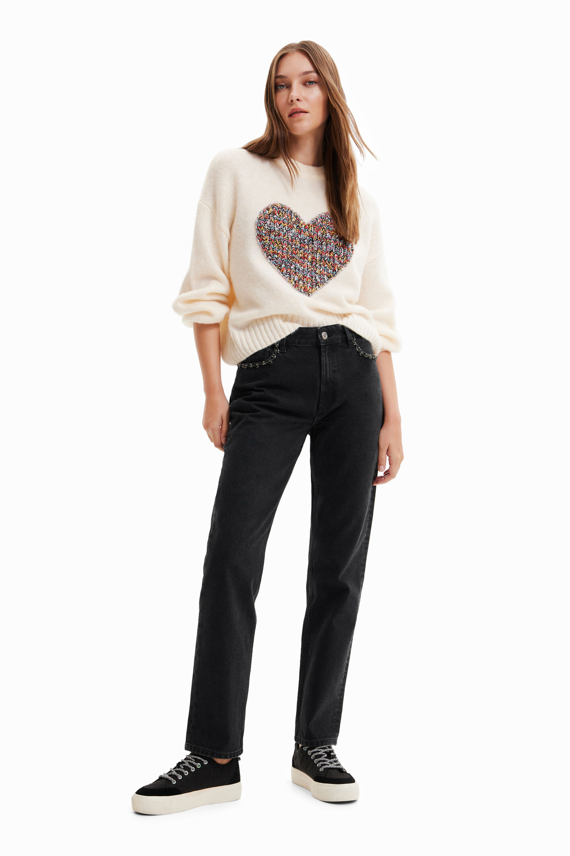 Jean droit strass