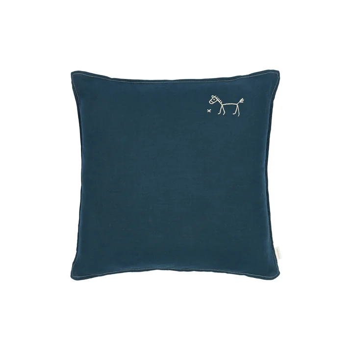 Nobodinoz - L1N0 Kissen, 45 x 45 cm, deep blue (bestickt)