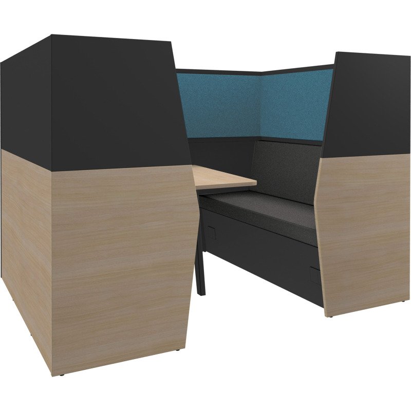 Alcôve acoustique - cabine de confidentialité Silencia 6 places L 210 x H 150 x P 170 cm avec table