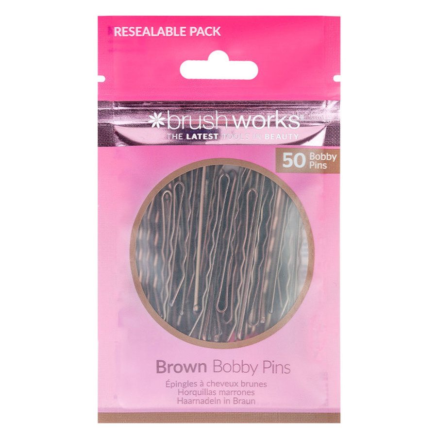 Brushworks Brown Bobby Pins 50pcs