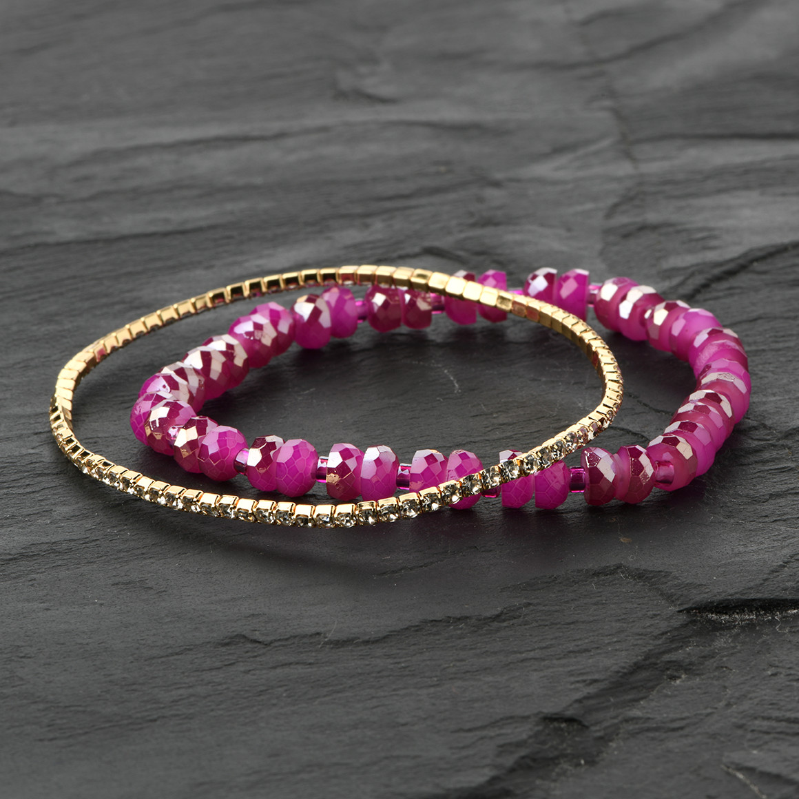 Gina Benotti 2 Damen Armbänder im Set pink / gold