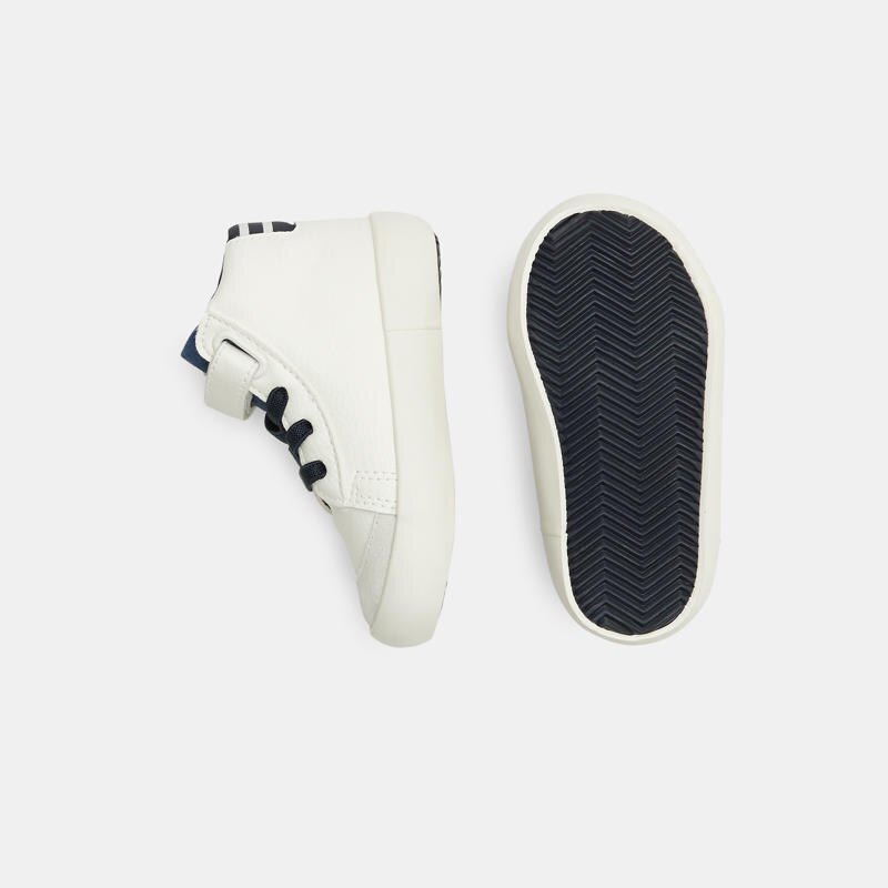 Baskets multi-matières lacets élastique blanches bébé garçon Blanc