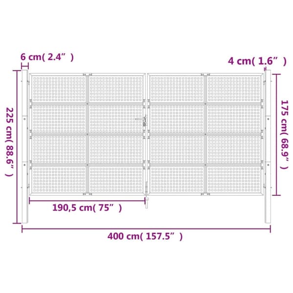 vidaXL Hageport antrasitt 400x175 cm stål