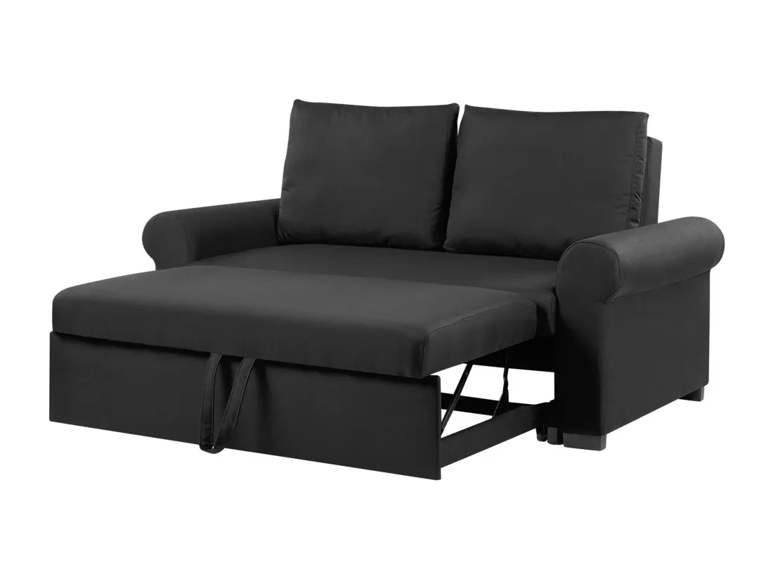 Canapé 2 places convertible en tissu noir SILDA