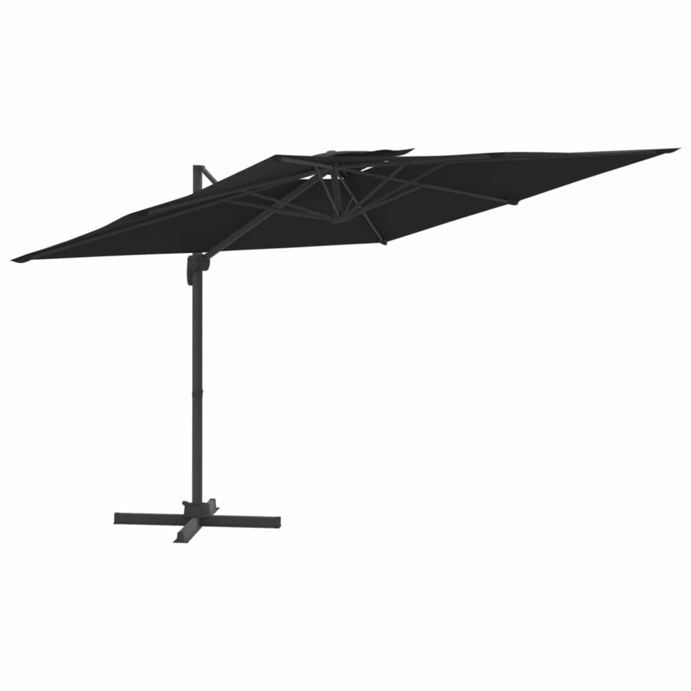 Parasol meuble de jardin cantilever à double toit 300 x 300 cm noir