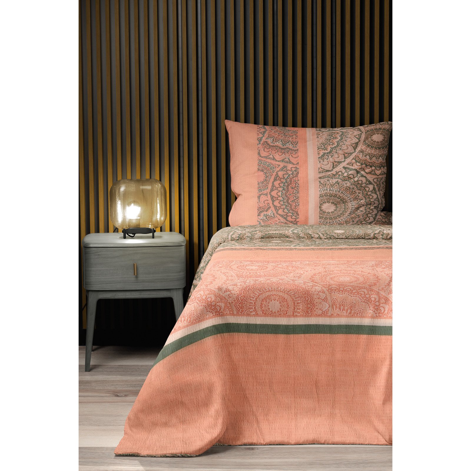 Bettwäsche Seersucker orientalische Muster orange 200x210 2x65x65 Bettanzug Fra