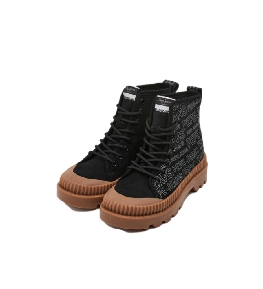 Botas de tornozelo Pepe Jeans Ascot Soup em couro preto