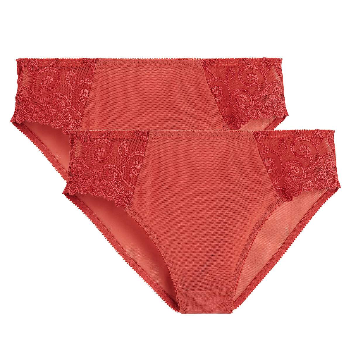 ANNE WEYBURN<br>Conjunto de 2 anáguas em tule transparente e tule bordado Lyssa