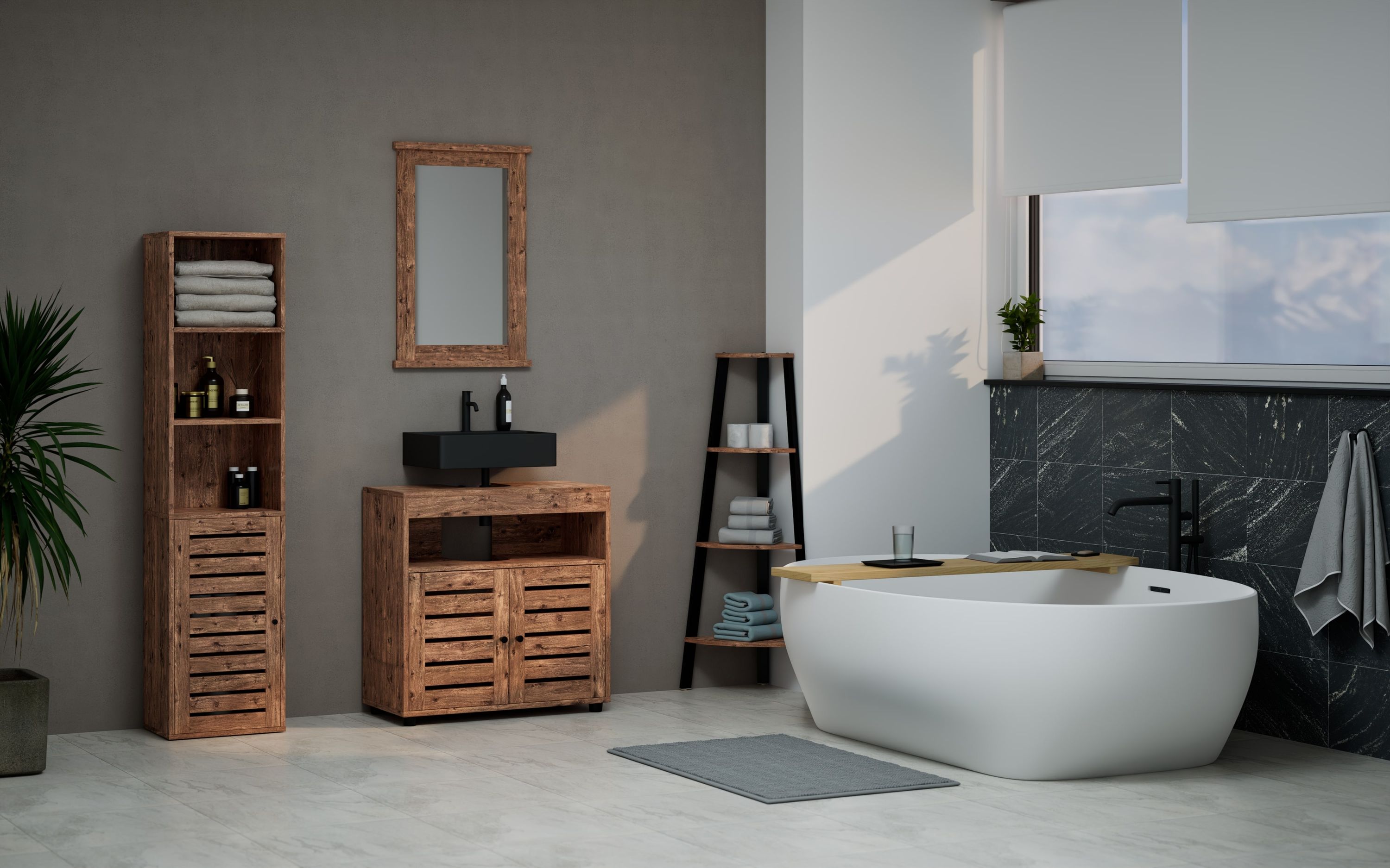 Badezimmerschrank Vintage BONITA 40 x 30 x 167 cm