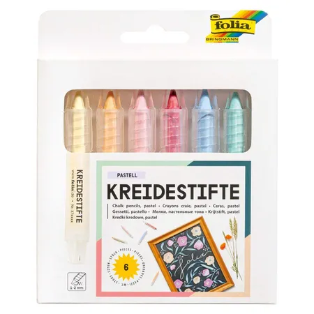 Foia Kreidestifte Set, pastell, 6 Stifte sortiert in 6 verschiedenen Farben