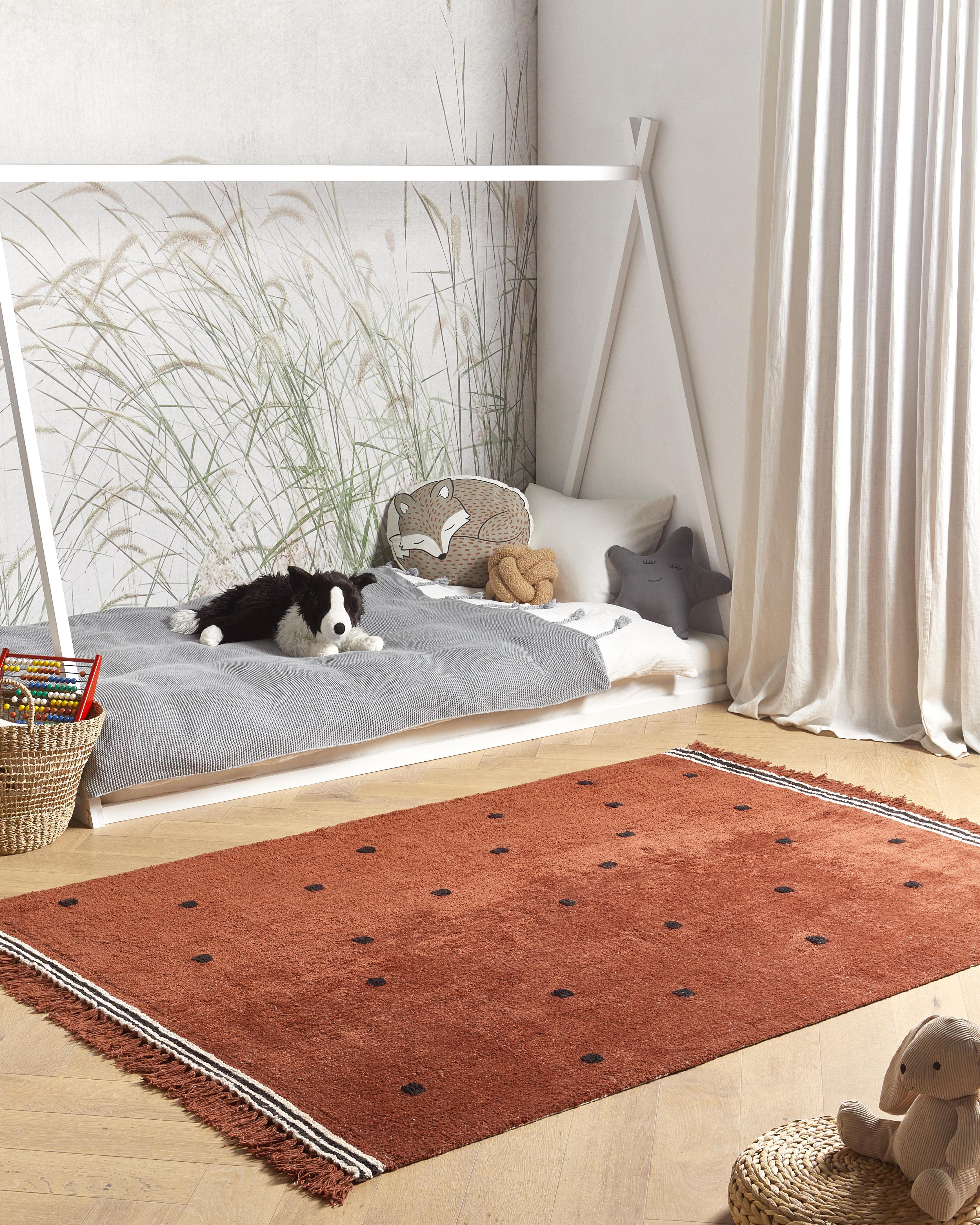 Kindervloerkleed LAZA Bruin 140 x 200 cm Katoen