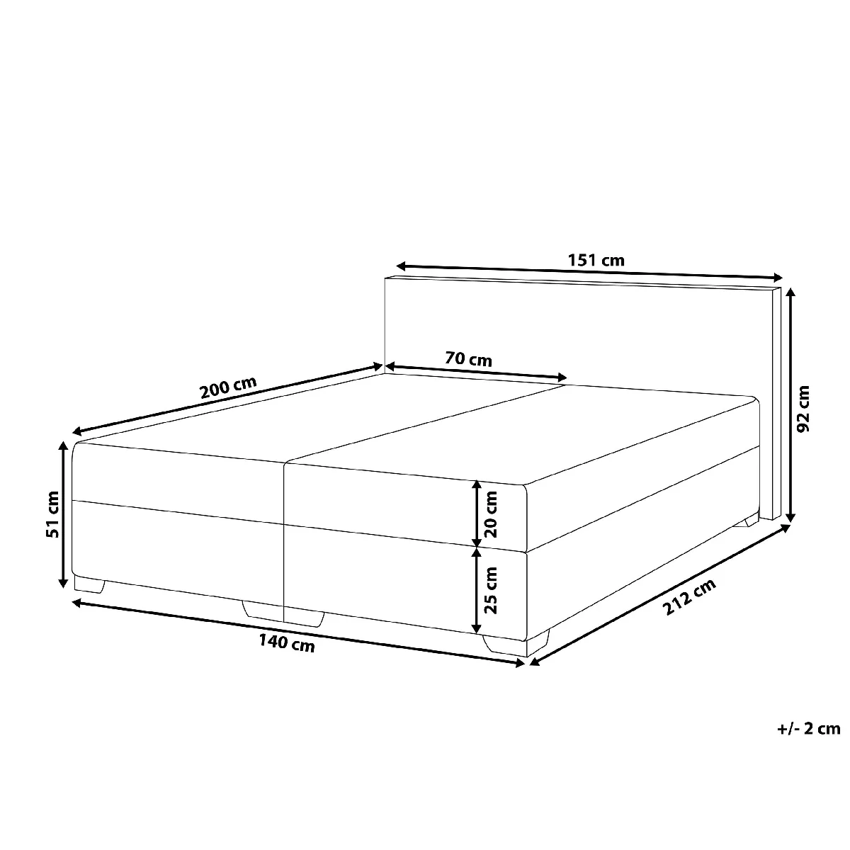 Beliani Boxspring PRESIDENT 140 x 200 - Cuir PU Blanc