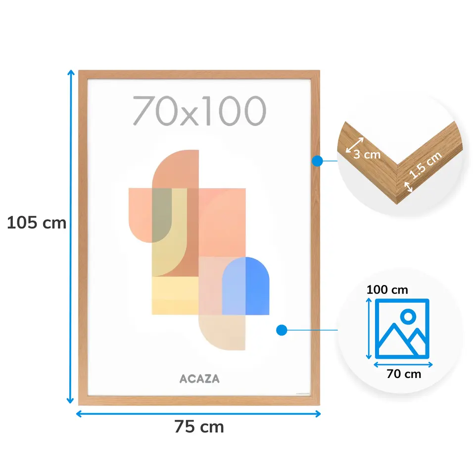 Fotolijst - Wissellijst voor Posters - 70x100 cm - MDF - Warme Eik