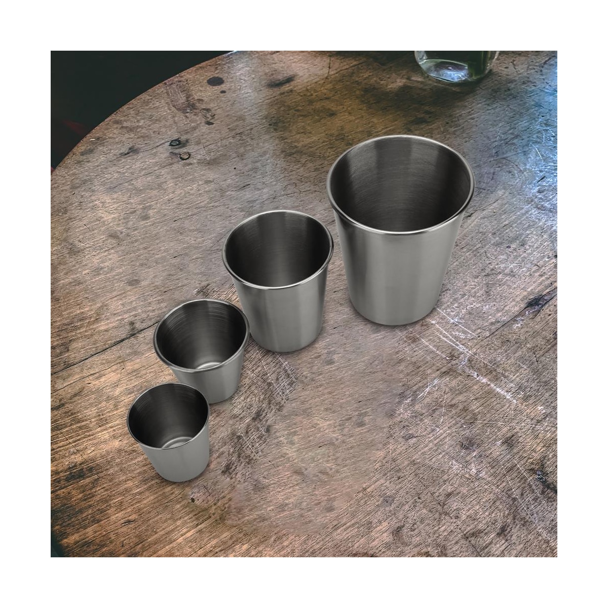 5x Krus i rustfritt stål stablebar drikkekopp (85 ml)