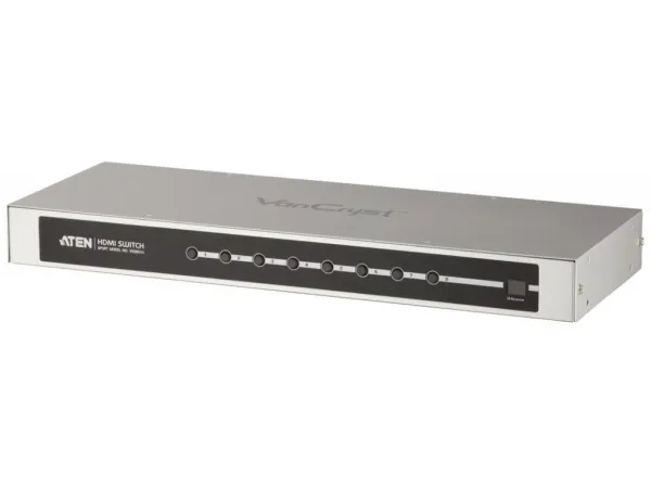 ATEN HDMI-switch med fjernbetjening, 8-vejs, HDMI 1.3b Skifter HDMI-signalet fra 8 billedkilder til 1 monitor / tv-apparat (VS0801H)