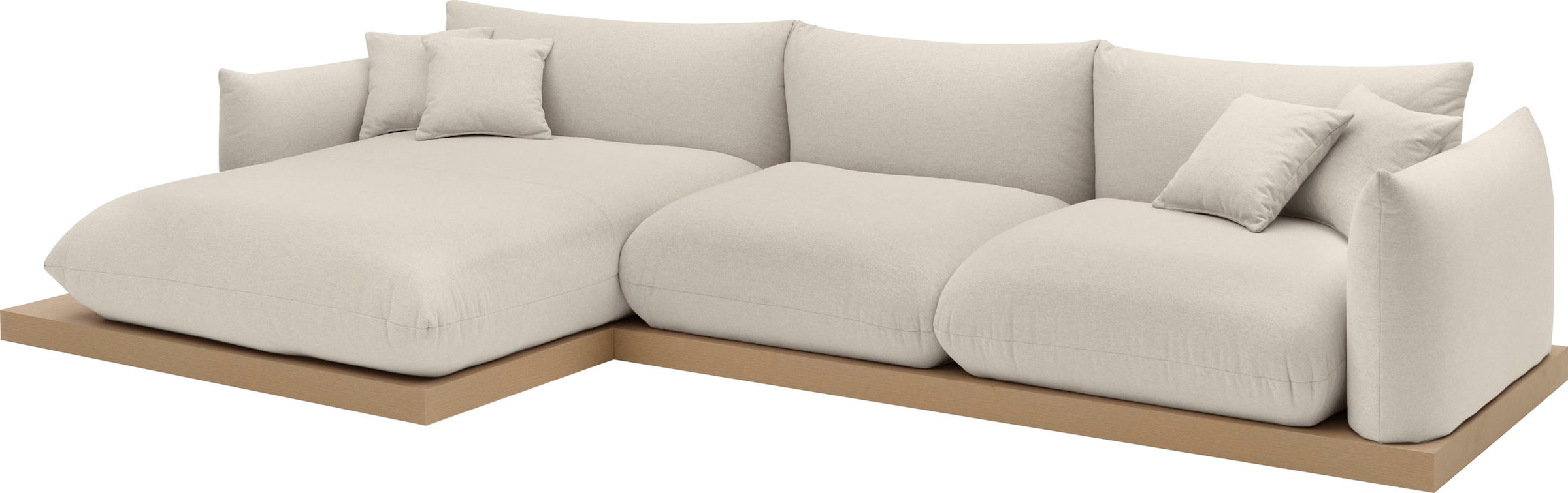 GOODproduct Ecksofa »Kalix, Polsterecke mit kräftigem Holz-Plateau, moderne Couch in L-Form« wahlweise Recamiere links o. rechts, Strukturstoff, hoher Sitzkomfort
