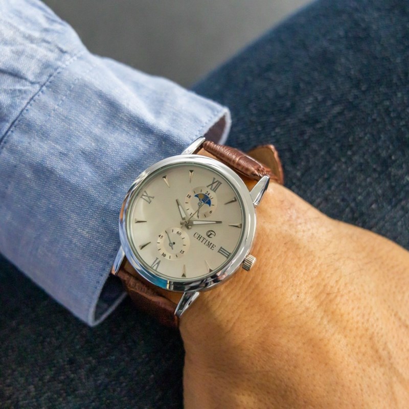 Montre Homme CHTIME bracelet Cuir Marron