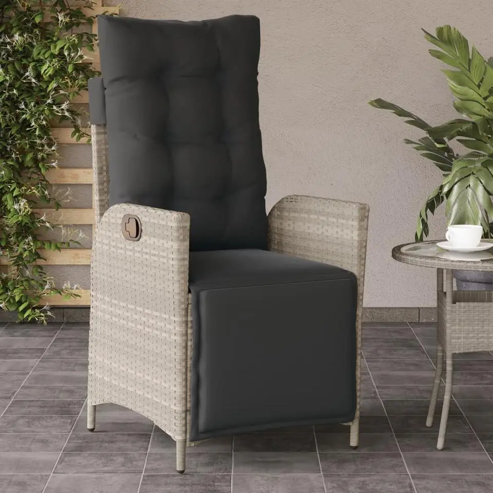 vidaXL - Verstelbare tuinstoelen - Voetensteun - Grijs - Poly rattan - 2 stuks