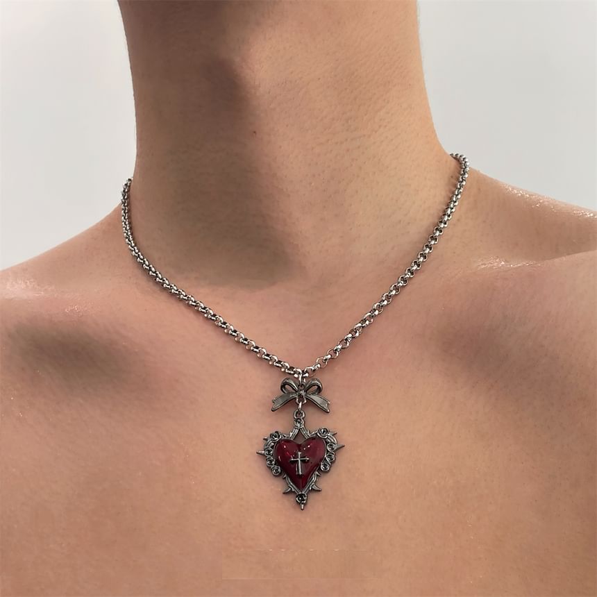Lilafey - Kruis Hart Hanger Legering Choker