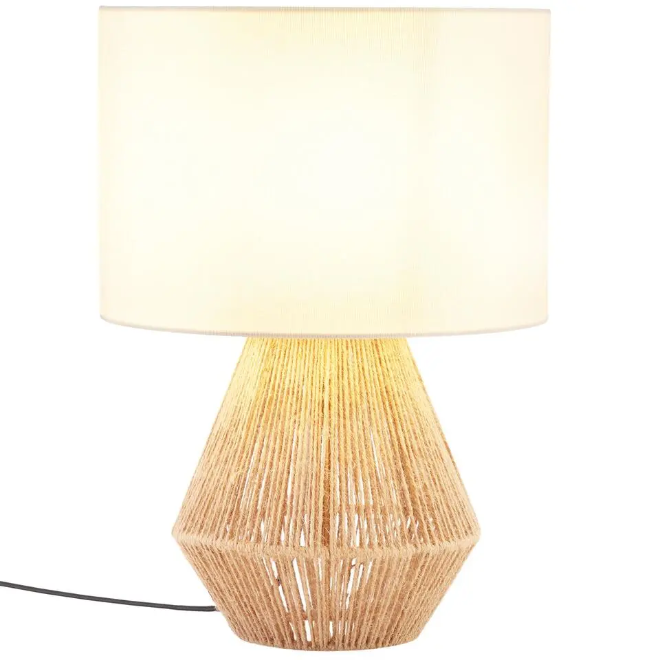 tectake Tafellamp Lignea Lux van jute in boho-stijl, 60W, Natuur