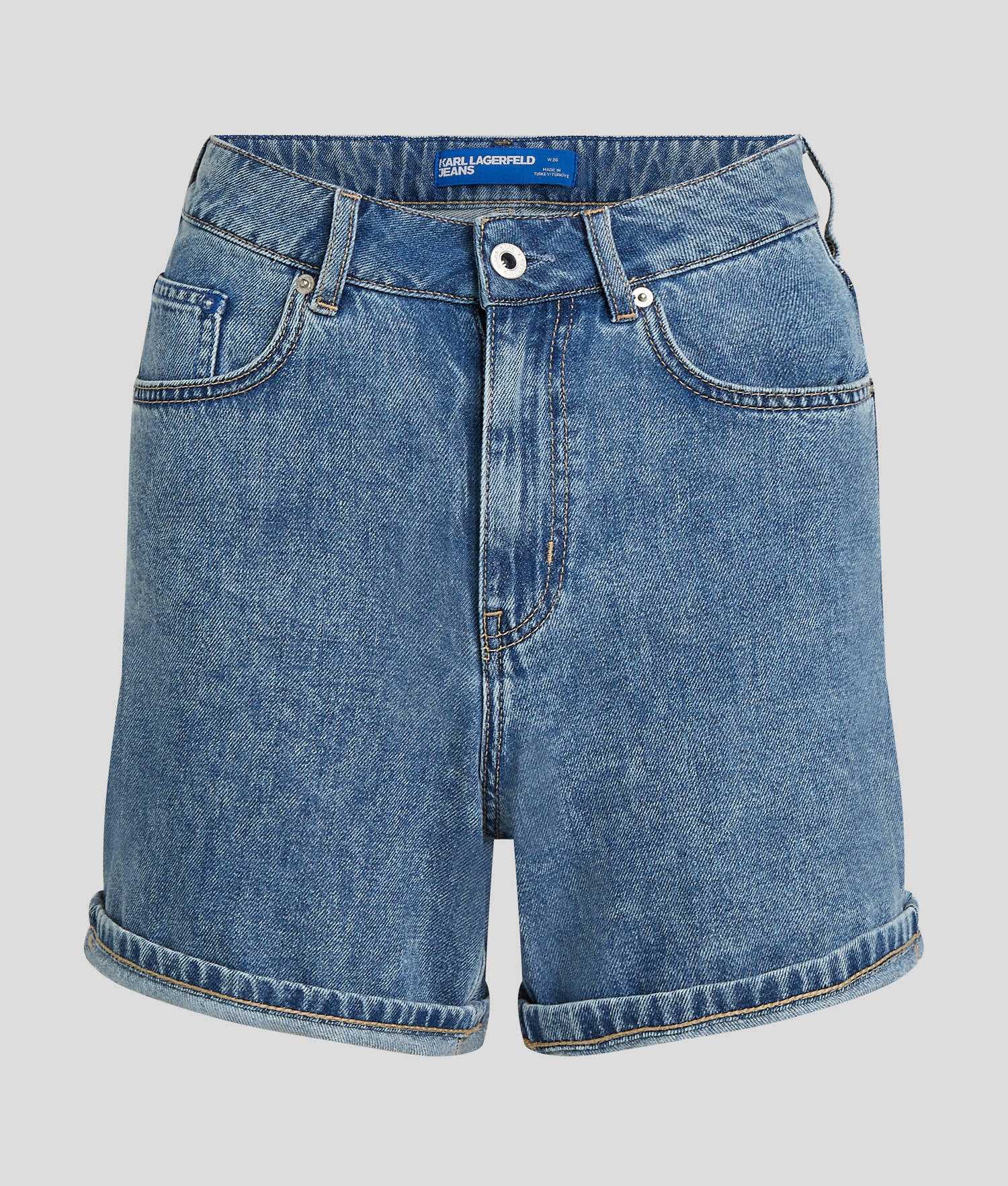 SHORT EN DENIM TAILLE HAUTE - Bleu marbré moyen